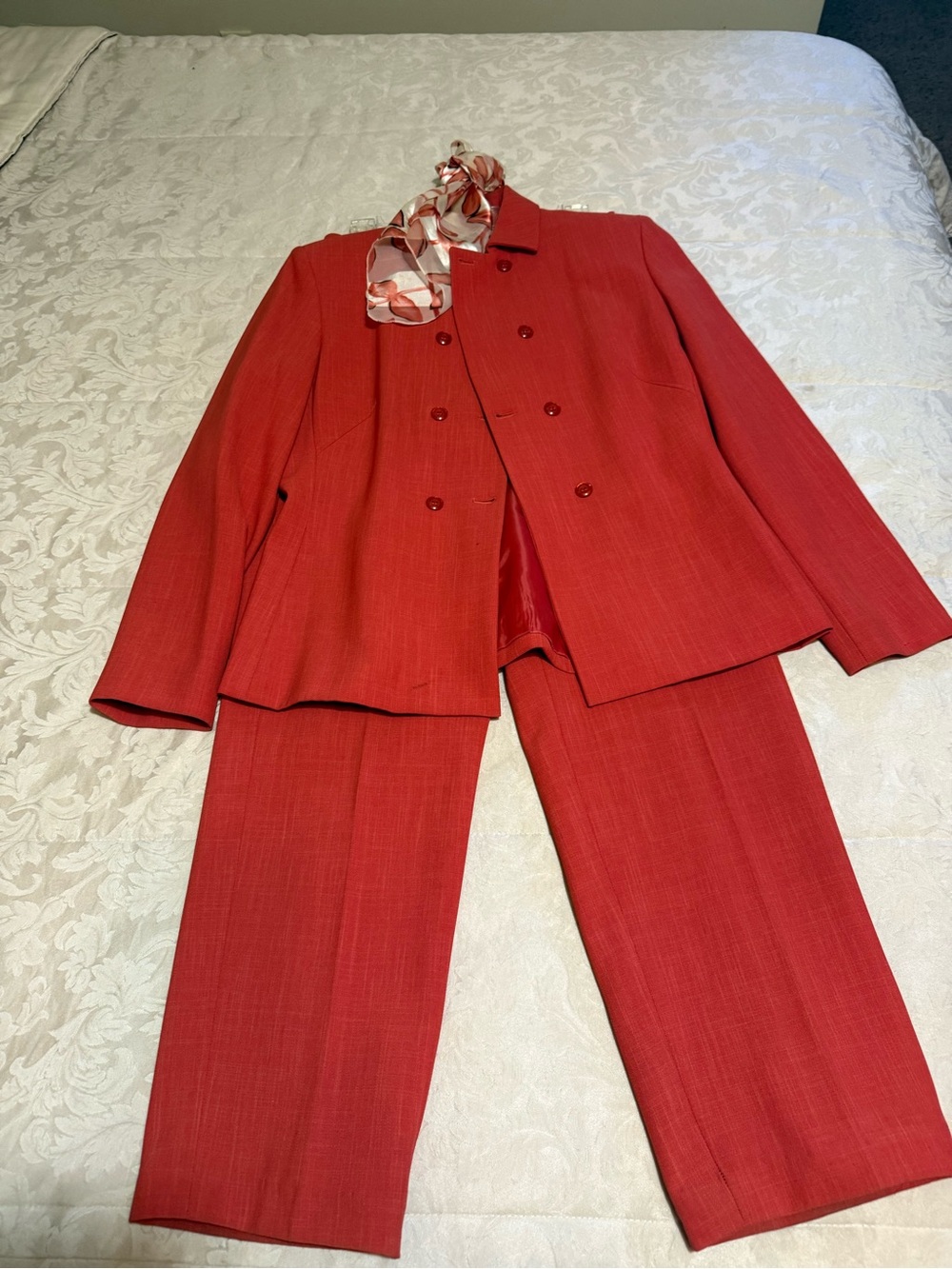 Larry Levine Red Double-Breasted Women's Suit